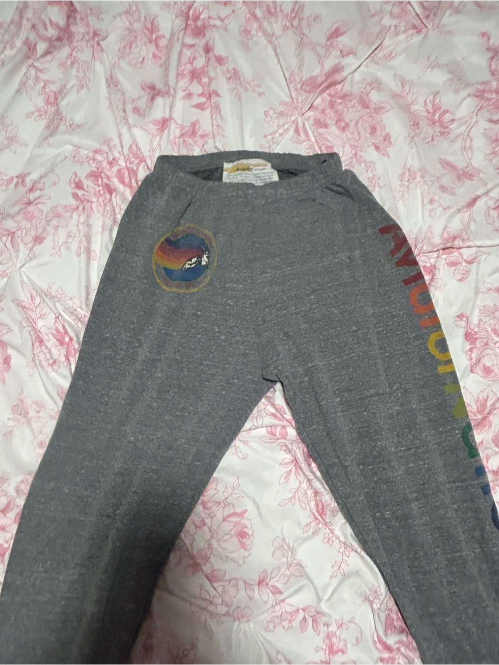 Aviator Nation Grey Sweatpants with Rainbow Accent